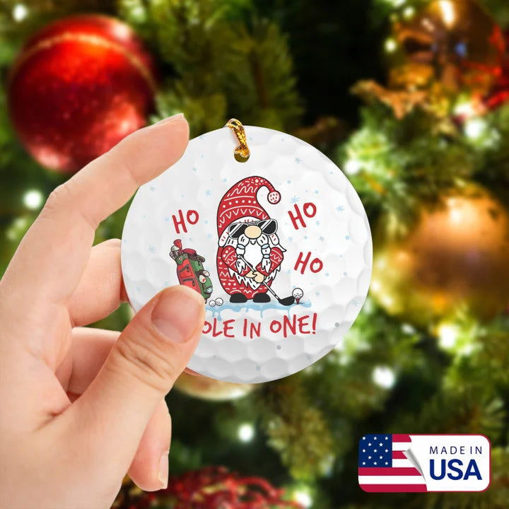 Santa Ho Ho Ho Hole In One Golf Ceramic Ornament - Best Gift For Golf Lovers, New Year, Christmas