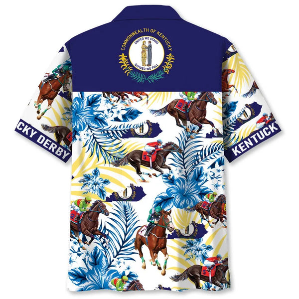 Kentucky Horse Racing Proud Hawaiian Shirt Tropical Leaf Pattern Aloha Shirt, Summer Outfit For Horse Racing Lovers