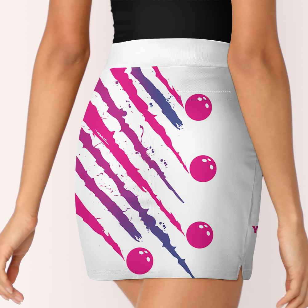 Customized Bowling Trouser Skirts With Shorts Underneath, Bowling Neon Strike Fury Skorts With Pockets