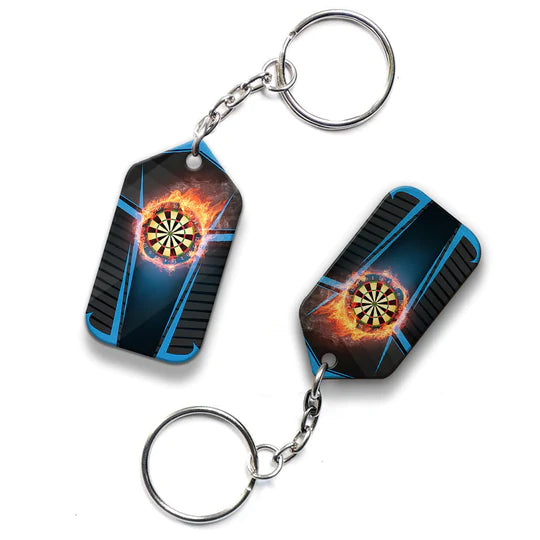 Darts Board In Flames Personalized Name Darts Acrylic Keychain - Christmas Gift For Darts Lovers, Darts Team Players, Family, Friends