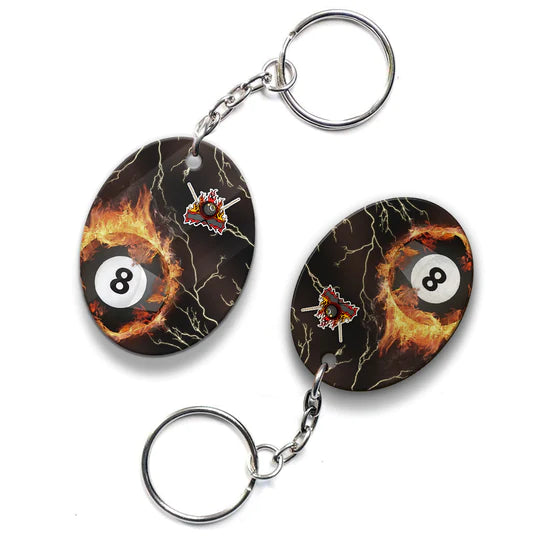 Custom Name Billiard 8 Ball Thunder Fire Flame Acrylic Keychain - Christmas Gift For Billiard Lovers, Billiard Team Players
