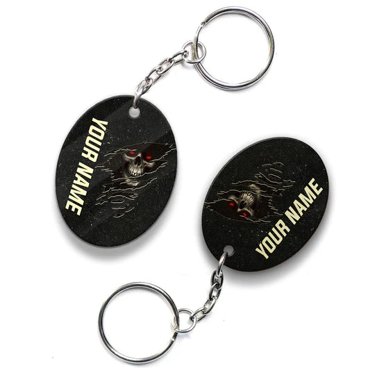 Skull Pool 8 Ball I'm Here To Break Your Balls Personalized Name Acrylic Keychain - Christmas Gift For Billiard Lovers, Billiard Players