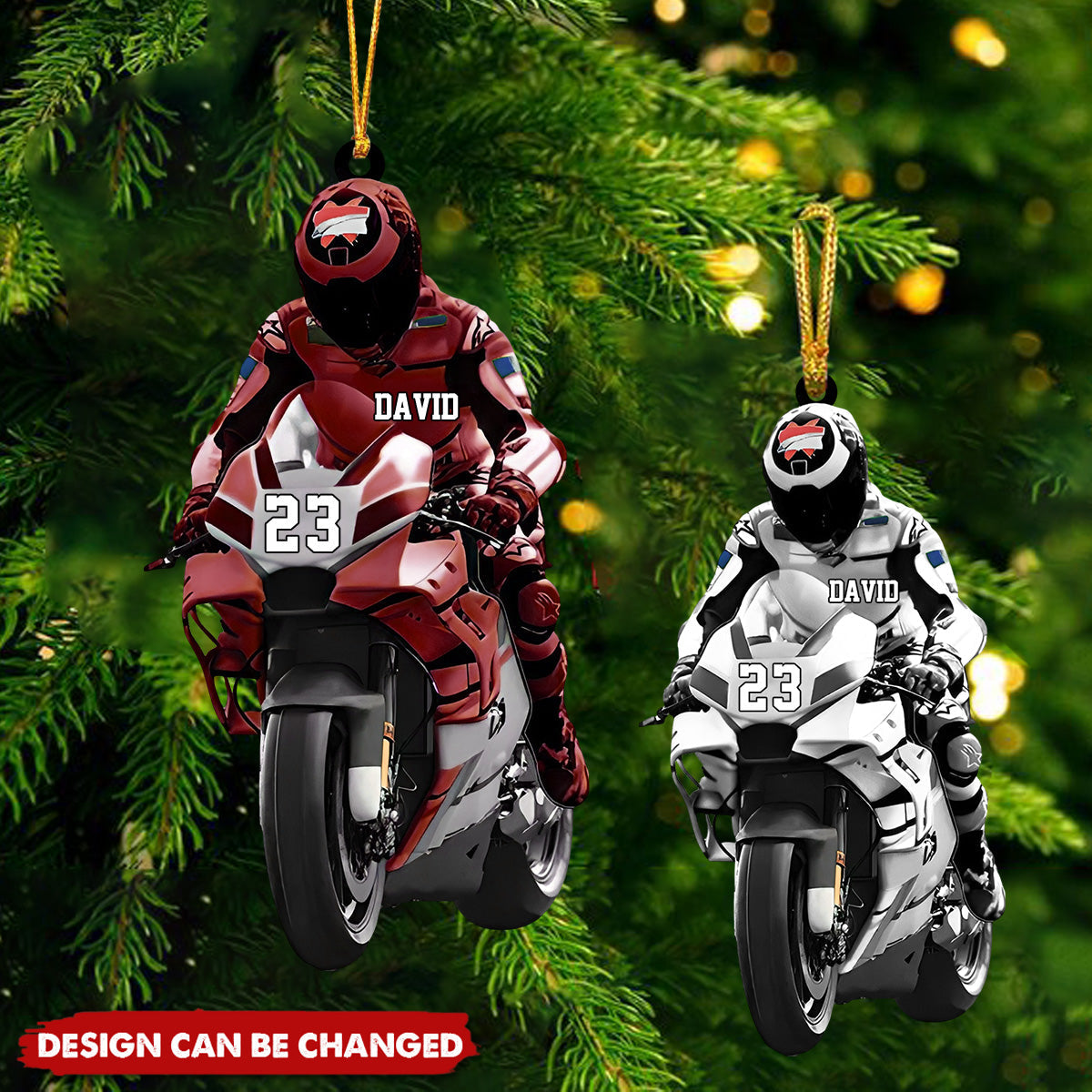 Personalized Racing Motorcycle Player Flat Acrylic Ornament, Ornament Gift For Motorcycle Lovers, Racing Player