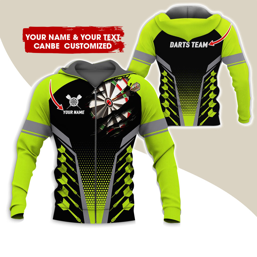 Custom Name & Team Darts Premium Zip Hoodie, Customized Darts Team Zip Hoodie For Men & Women - Gift For Darts Lovers, Darts Players