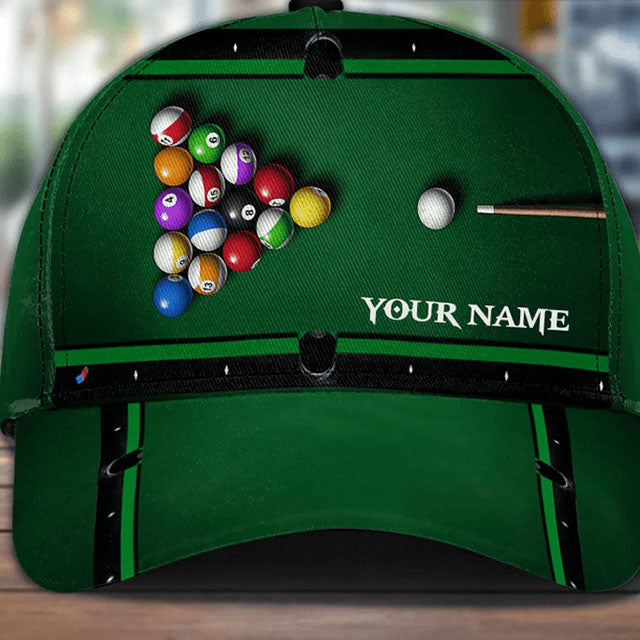 Customized Billiard 8 Ball Pool Classic Cap, Billiard Table Pattern Green Hat Cap For Billiard Players, Billiard Team