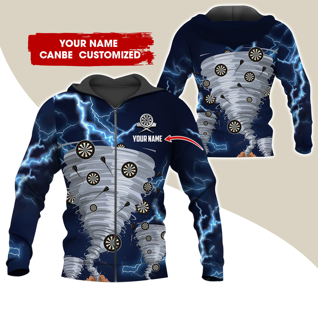 Custom Name Darts Premium Zip Hoodie, Personalized Tornado Darts Zip Hoodie For Men & Women - Gift For Darts Lovers, Darts Players