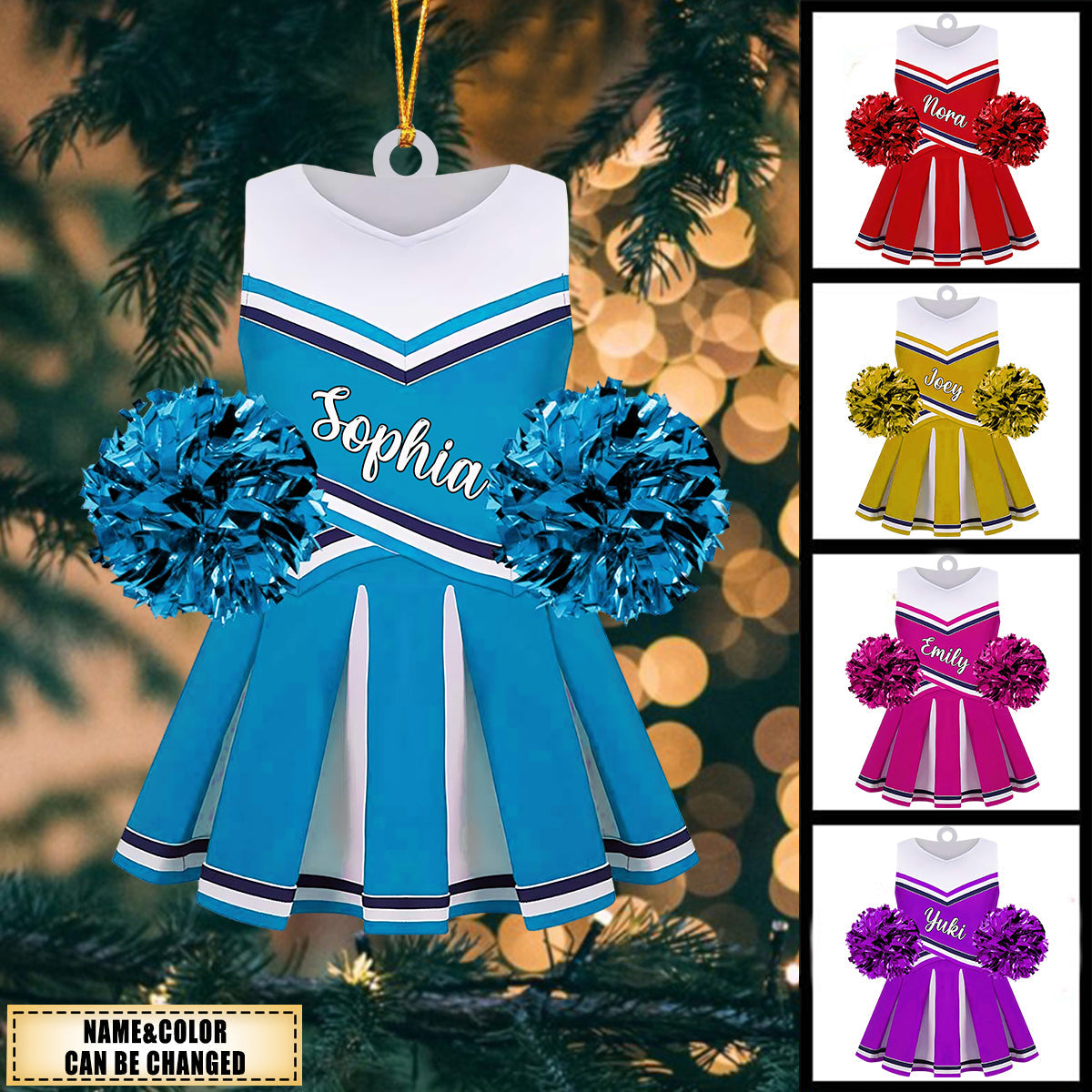 Personalized Cheerleading Uniform Flat Acrylic Ornament, Meaningful Ornament Gift For Daughter, Granddaughter, Cheerleader