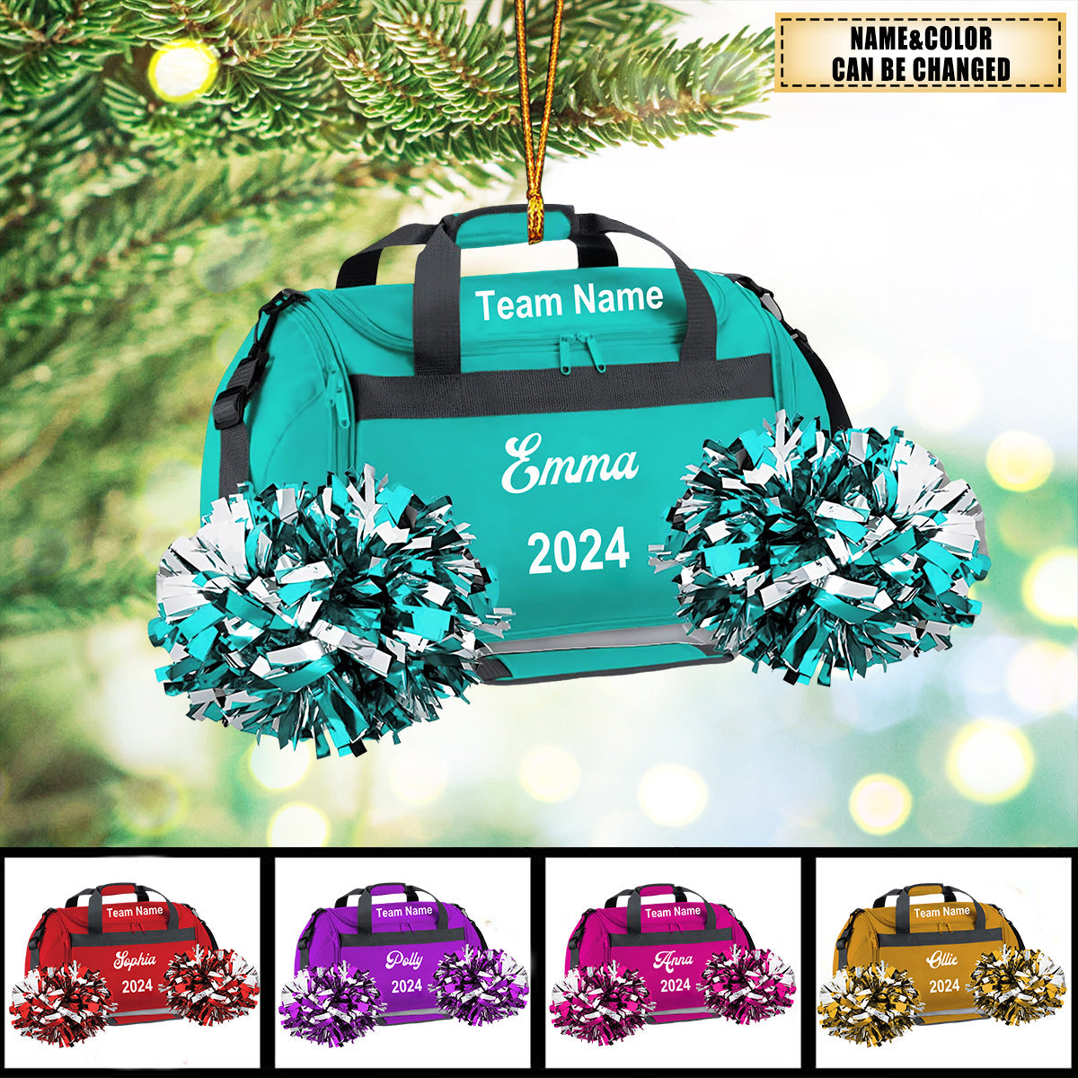 Personalized Cheerleading Bag Flat Acrylic Ornament, Meaningful Ornament Gift For Daughter, Granddaughter, Cheerleader
