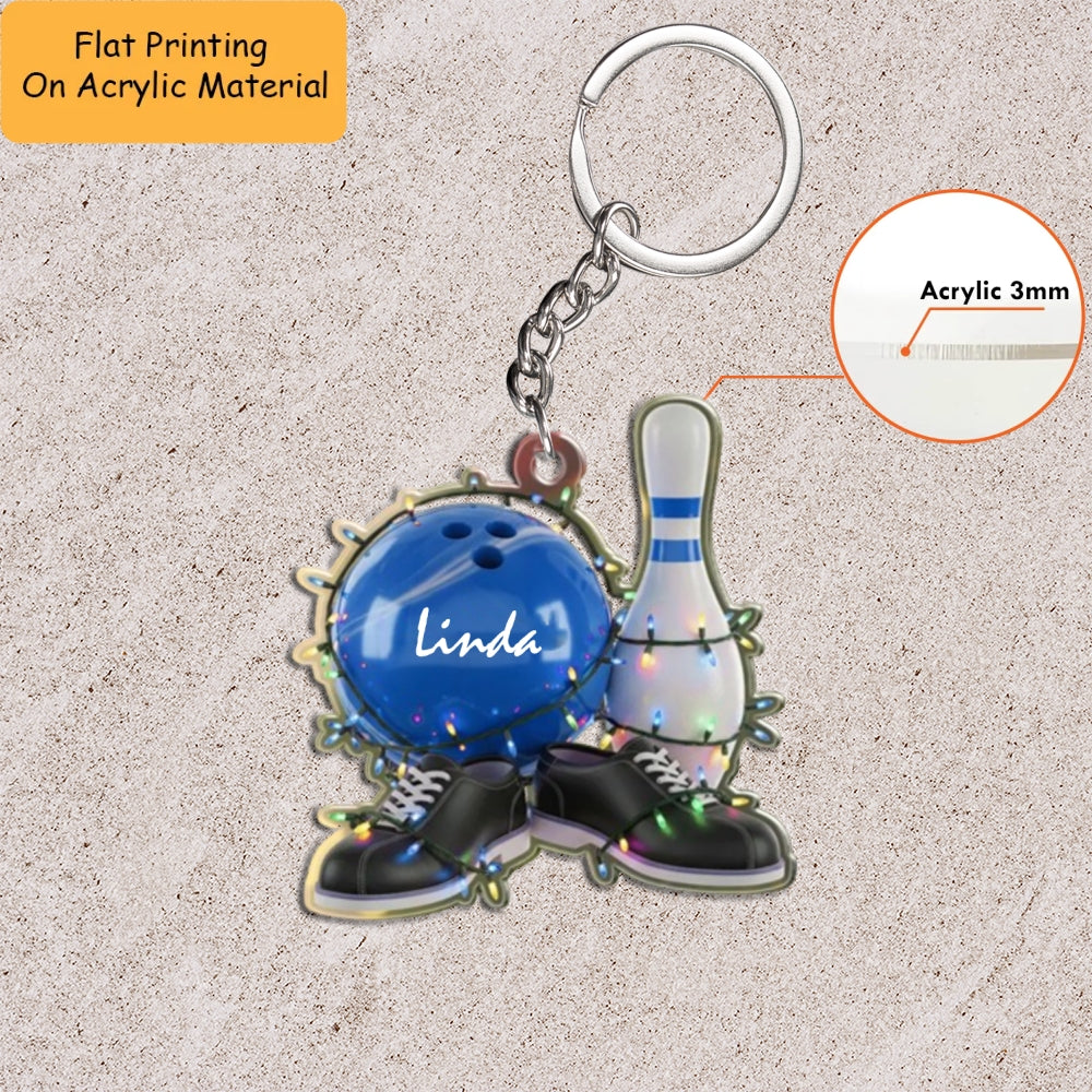 Personalized Bowling Ball Ornament, Bowling Christmas Keychain, Car Ornament, Christmas Ornament Gifts