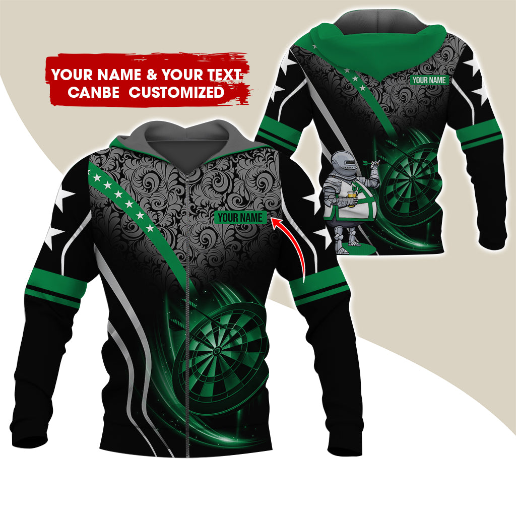 Custom Name & Text Darts Premium Zip Hoodie, Personalized Throwing Dad Darts Zip Hoodie For Men & Women - Gift For Darts Lovers, Darts Players