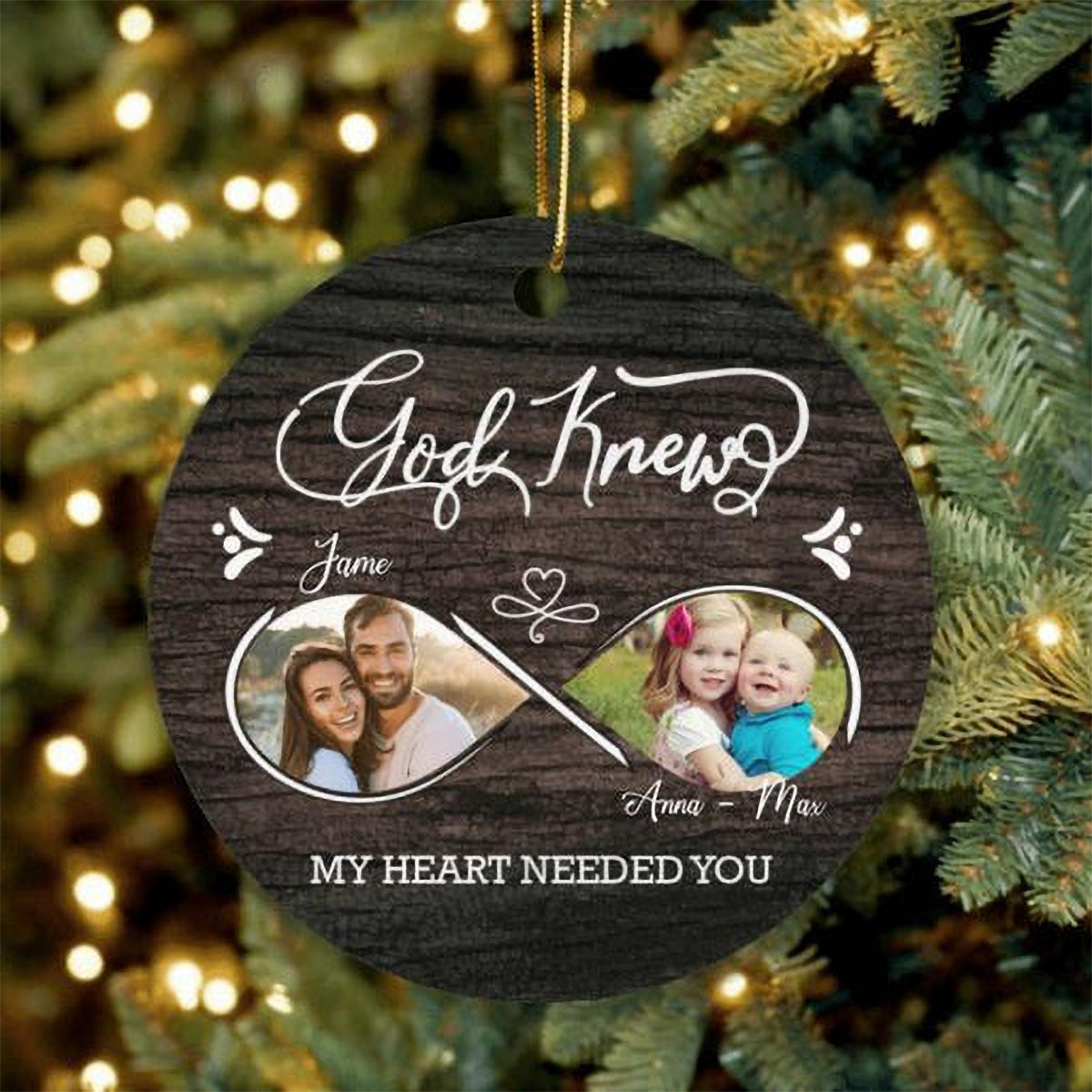 Custom Family Photo Wooden Ornament, Customized Baby Photo Wood Ornament, My Heart Needed You - Christmas Gift For Mom, Dad, Members Family