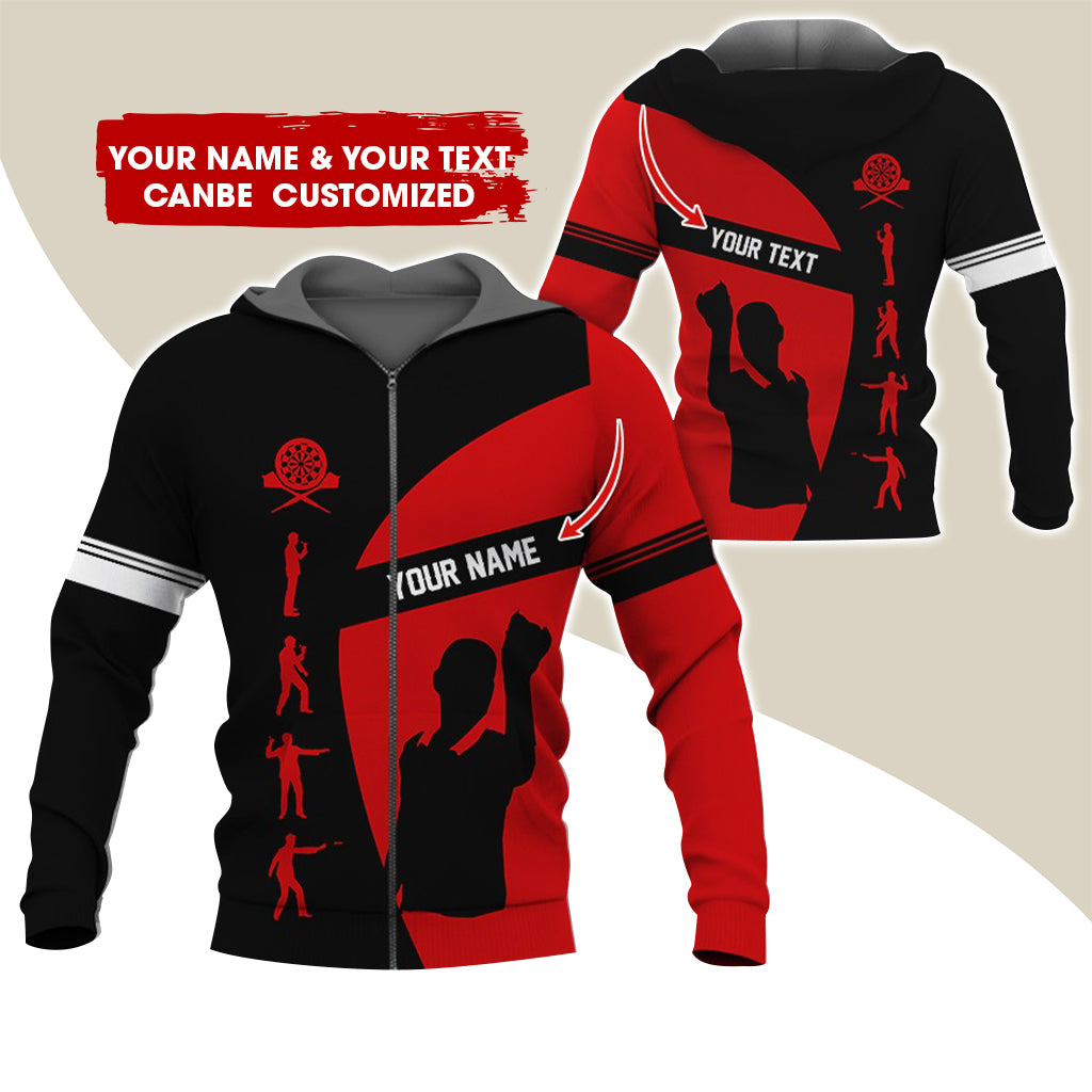 Customized Name & Text Darts Player Premium Zip Hoodie, Personalized Darts Team Zip Hoodie For Men & Women - Gift For Darts Lovers, Darts Players