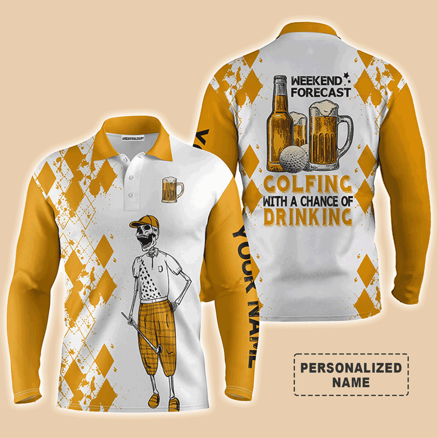 Men Golf Polo Shirt - Golf Beer, Weekend Forecast Golfing With A Chance Of Drinking Golf Men Polo Shirt - Perfect Polo Shirt For Men, Golfers