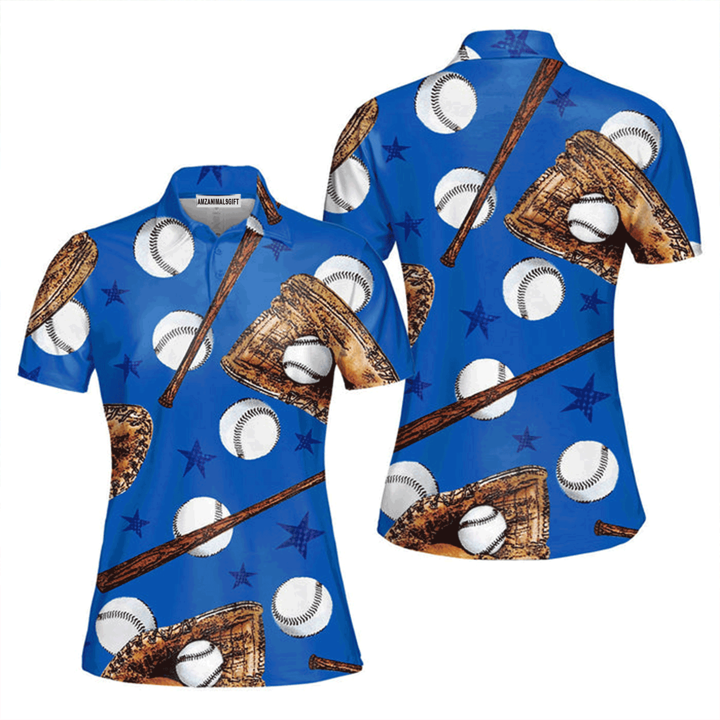 Baseball Women Polo Shirt, Baseball Lover Sport Royal Blue Polo Shirt For Women, Perfect Polo Shirt For Baseball Lovers