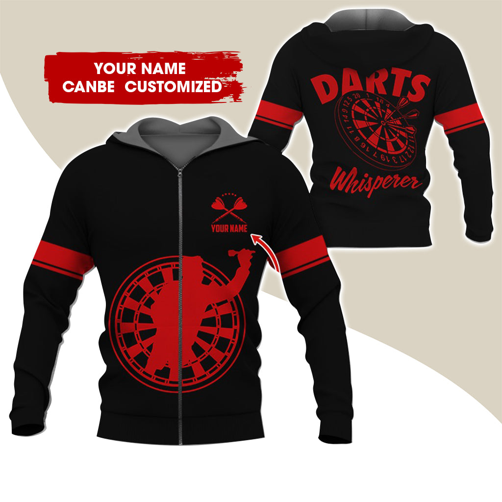Custom Name Darts Whisperer Premium Zip Hoodie, Personalized Darts Zip Hoodie For Men & Women - Gift For Darts Lovers, Darts Players