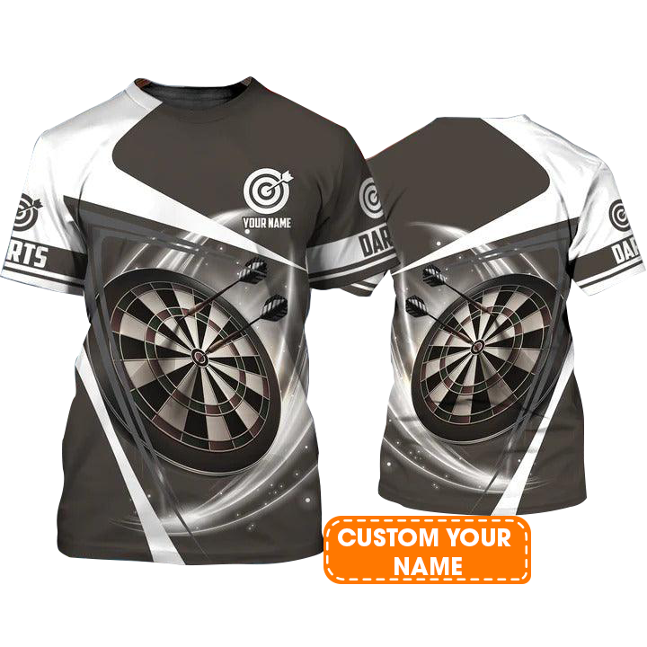 Customized Name Darts T Shirt, Darts Lighting Gray Personalized Name Darts T Shirt For Men - Gift For Darts Lovers, Darts Team Players