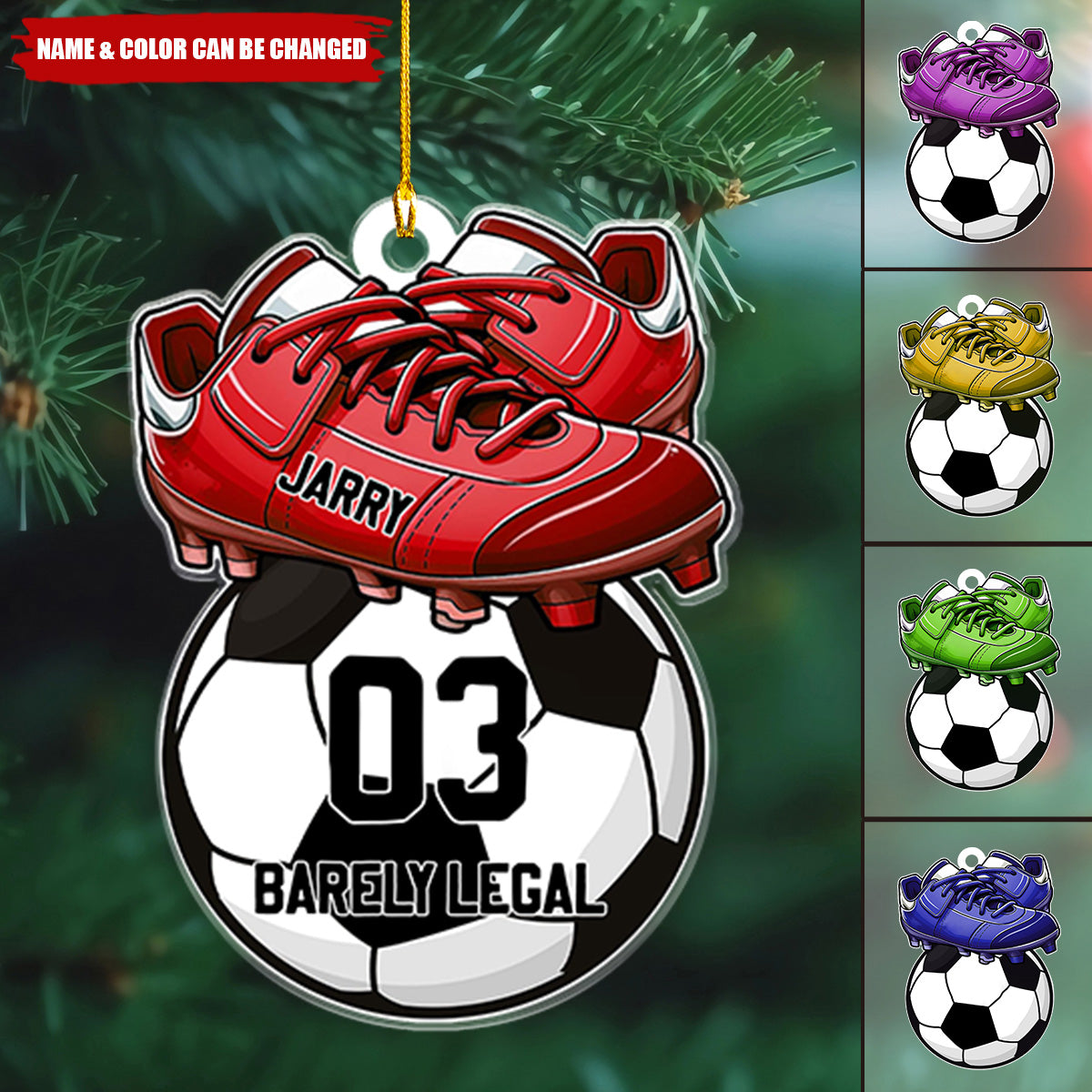 Personalized Shoes On Soccer Flat Acrylic Ornament, Christmas Ornament Gift For Friends Family Son Daughter, Soccer Lovers