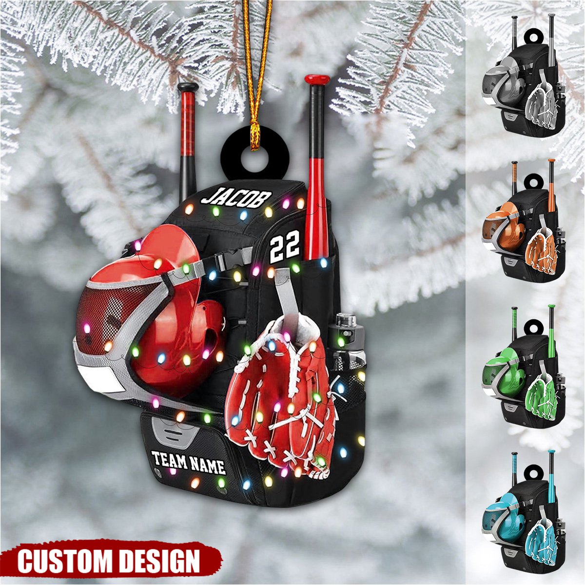 Personalized Baseball Bag With Helmet & Gloves Flat Acrylic Ornament, Ornament Gift For Son, Daughter, Baseball Player