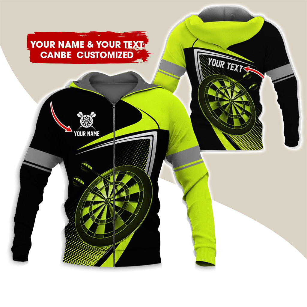 Custom Name & Text Darts Premium Zip Hoodie , Customized Darts Team Uniforms Zip Hoodie For Men & Women - Gift For Darts Lovers, Darts Players