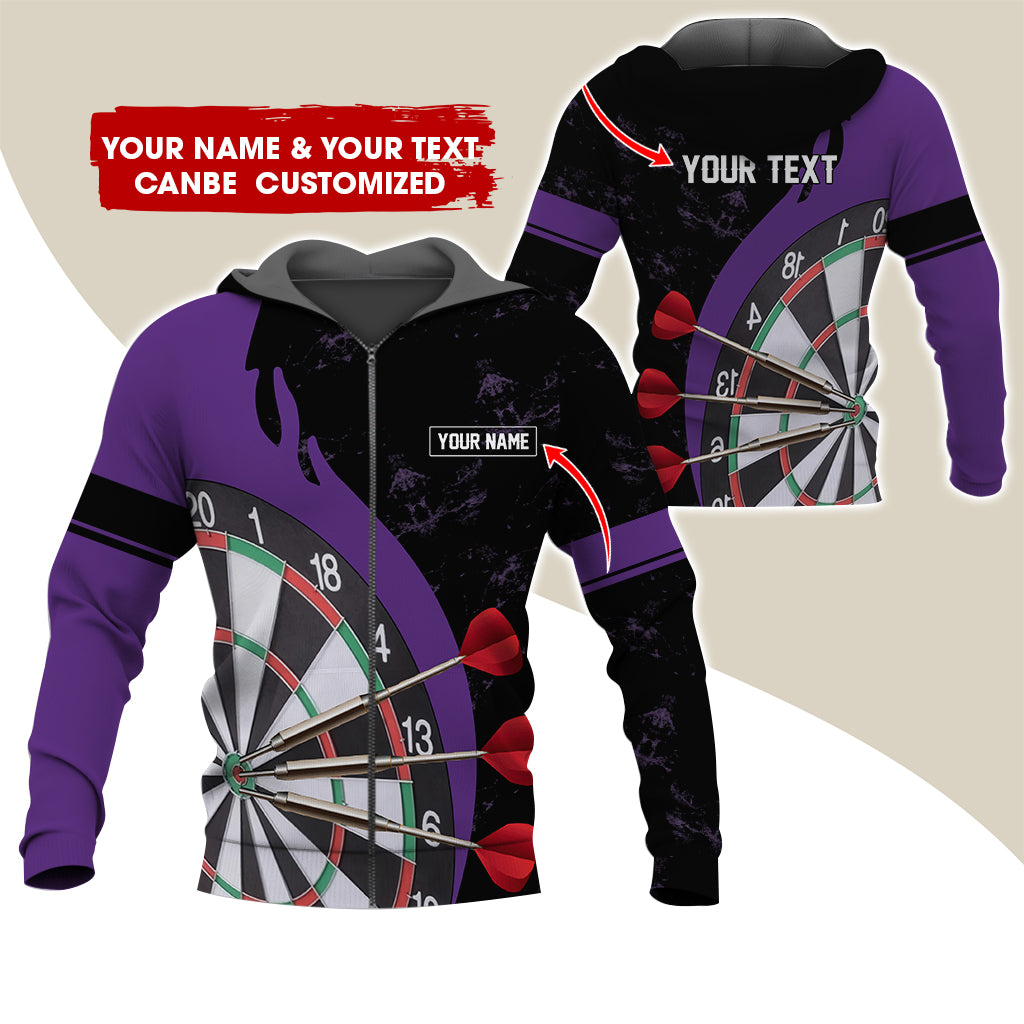 Personalized Name & Text Darts Premium Zip Hoodie, Custom Name Darts Team Zip Hoodie For Men & Women - Gift For Darts Lovers, Darts Players