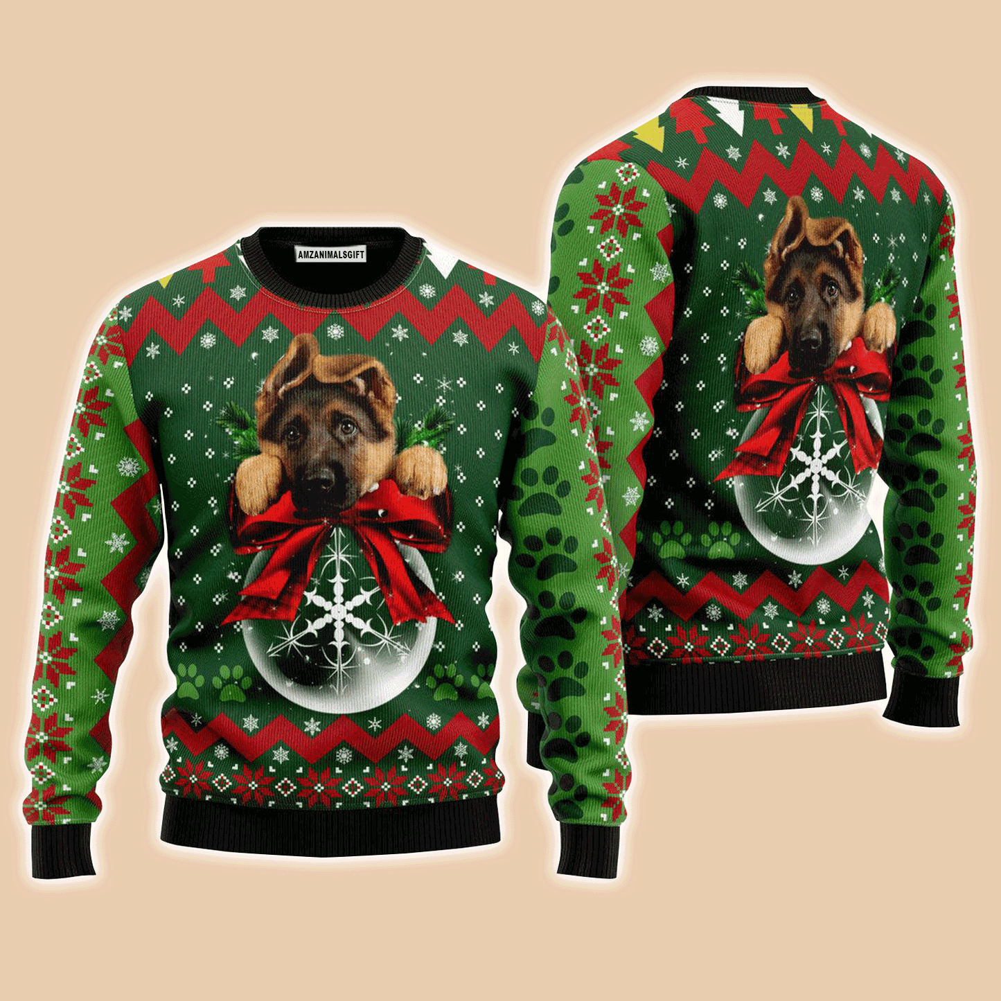 German Shepherd Ornament Sweater, Ugly Sweater For Men & Women, Perfect Outfit For Christmas New Year Autumn Winter