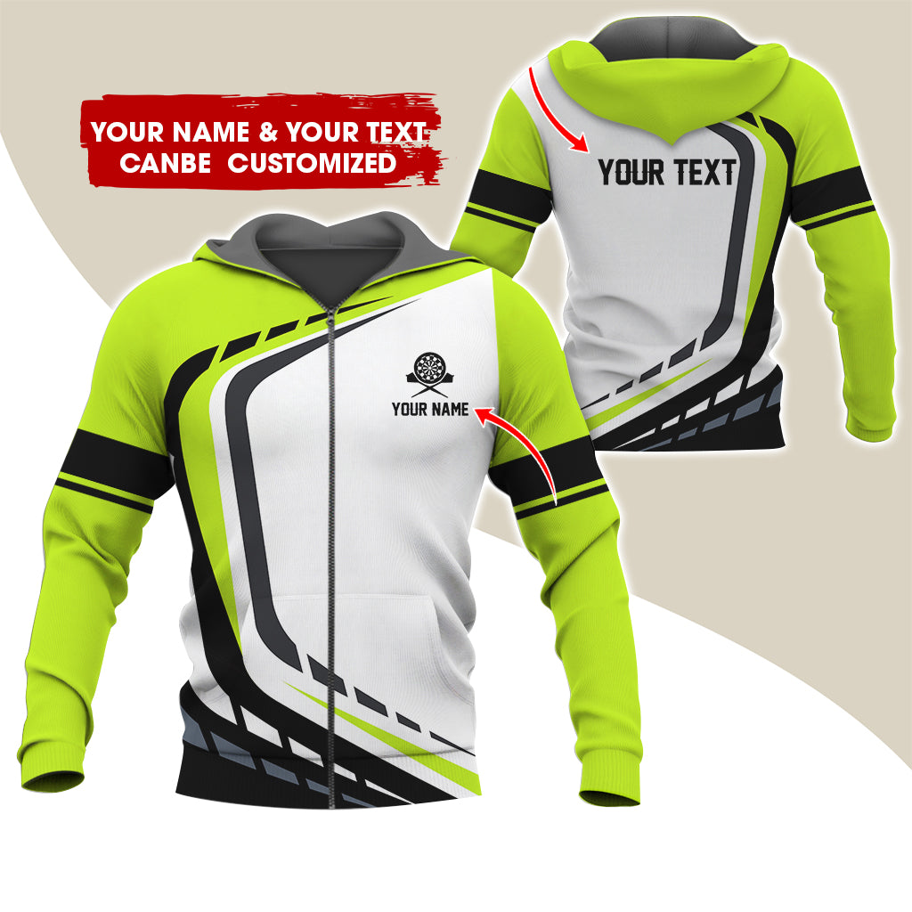 Custom Name Darts Premium Zip Hoodie, Personalized Name & Text Darts Team Uniforms Zip Hoodie For Men & Women - Gift For Darts Lovers, Darts Players