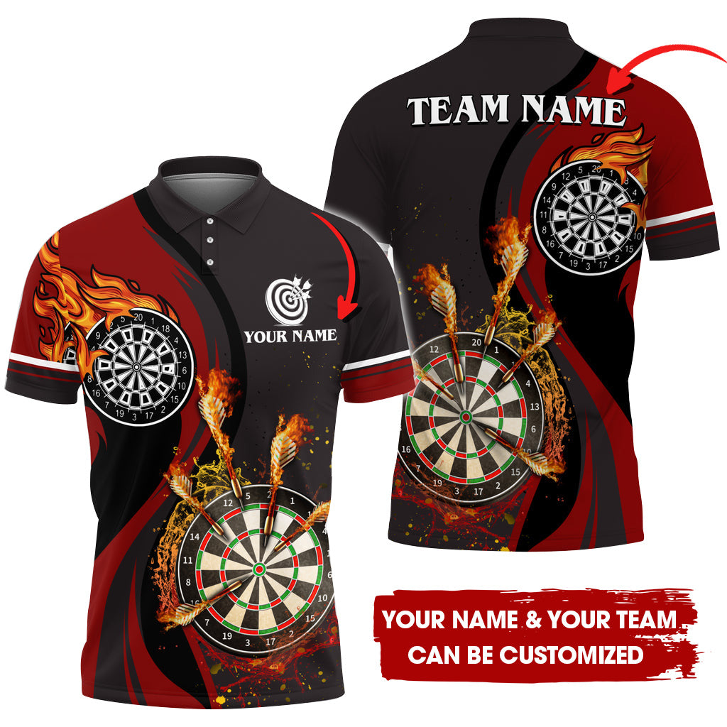 Customized Fire Water Flow Darts Men Polo Shirt, Custom Darts For Team Polo Shirt For Men, Perfect Gift For Darts Lovers, Darts Players
