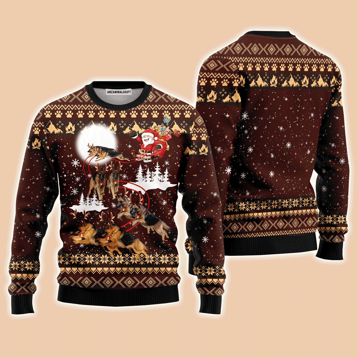 German Shepherd Dog Reindeers Car Sweater, Ugly Sweater For Men & Women, Perfect Outfit For Christmas New Year Autumn Winter