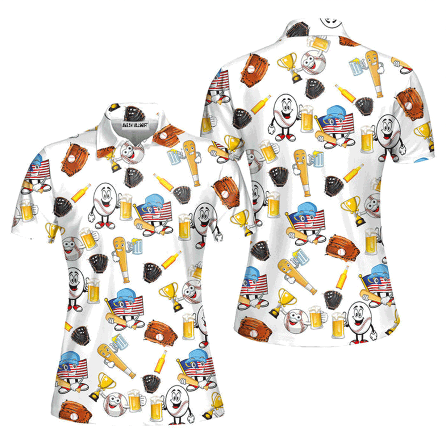 Baseball Women Polo Shirt, Baseball And Beer Polo Shirt For Women, Perfect Polo Shirt For Baseball Lovers