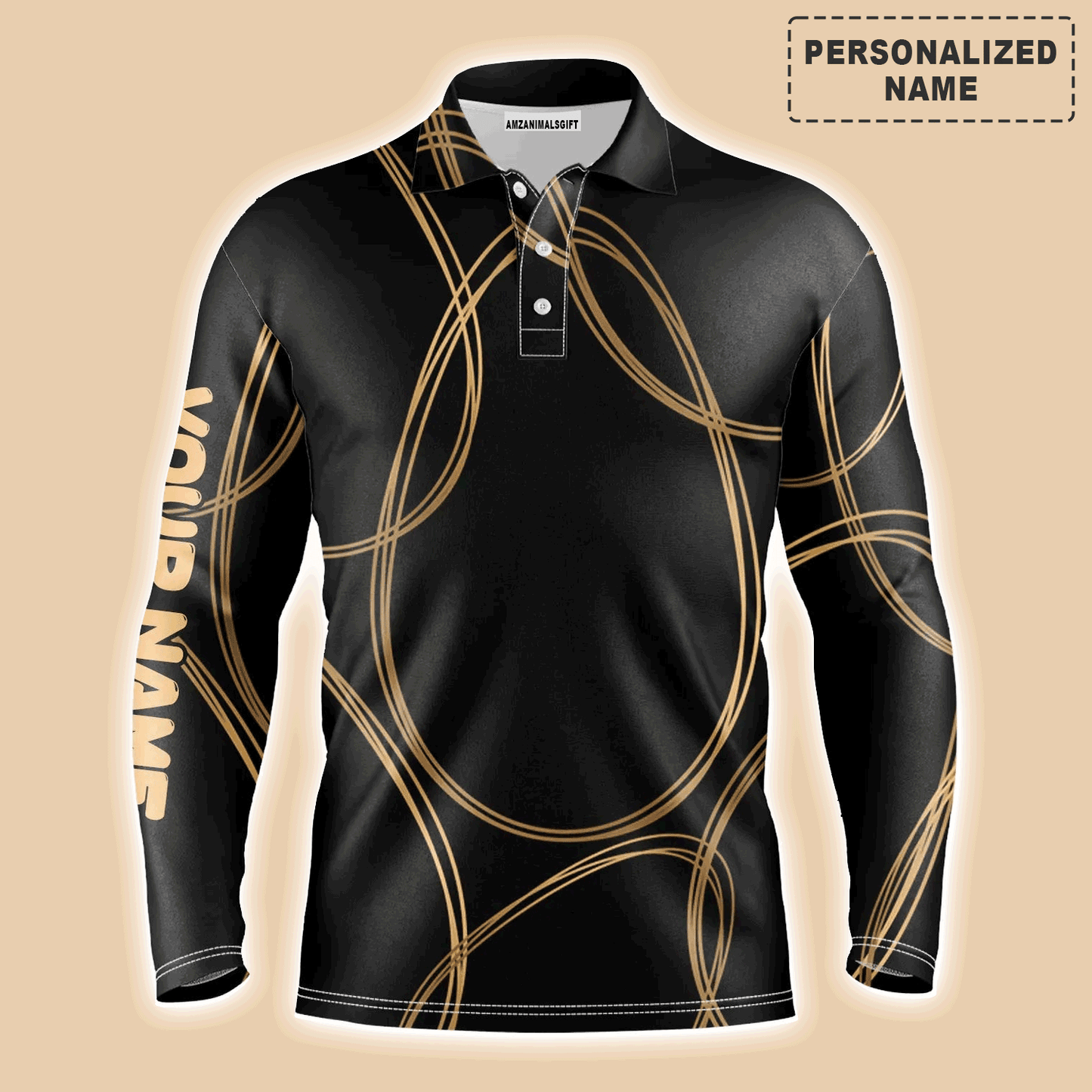 Custom Easter Men Polo Shirt - Black Gold Egg Pattern Golf Men Polo Shirt - Perfect Polo Shirt For Men, Golfers