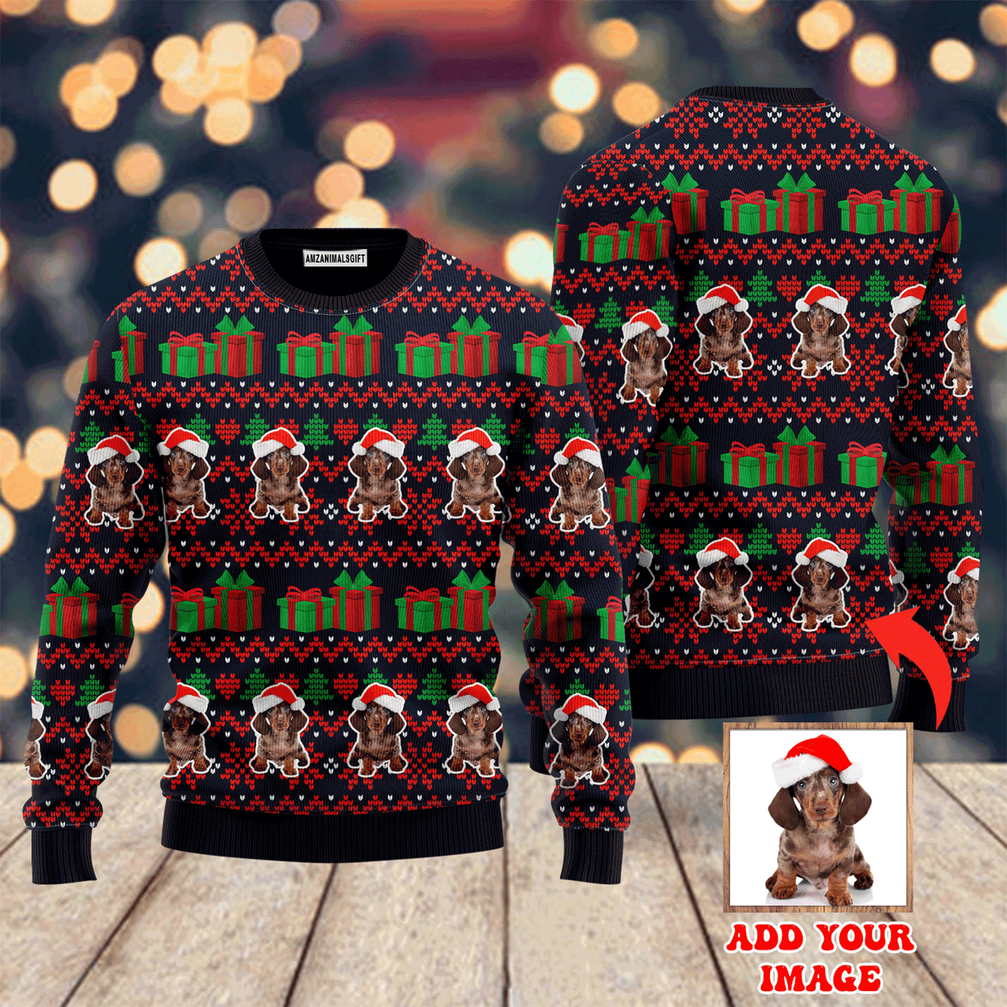 Custom Photo Mini Dog With Christmas Sweater, Ugly Sweater For Men & Women, Perfect Outfit For Christmas New Year Autumn Winter