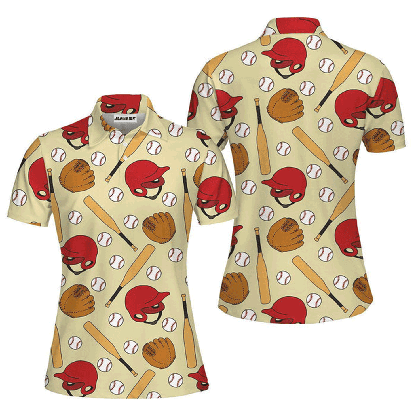 Baseball Women Polo Shirt, Baseball Doodle Polo Shirt For Women, Perfect Polo Shirt For Baseball Lovers