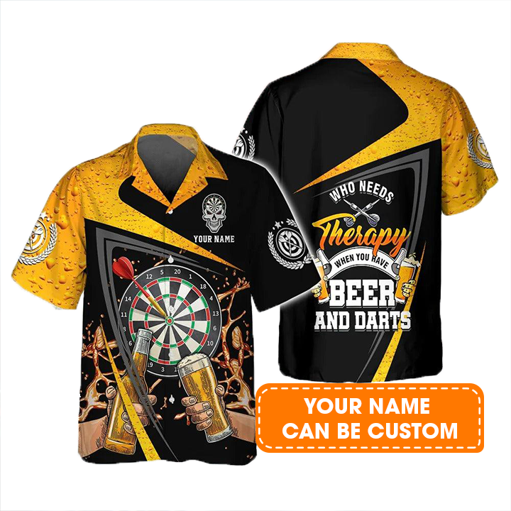 Customized Darts Hawaiian Shirt, Beer And Darts, Personalized Name Hawaiian Shirt For Men - Perfect Gift For Darts Lovers, Darts Players
