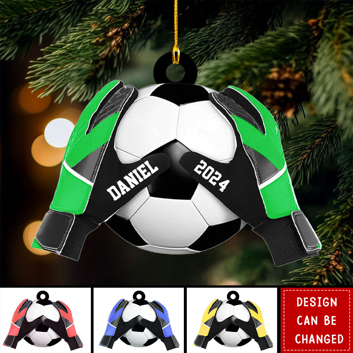 Personalized Soccer Goalkeeper Gloves Flat Acrylic Ornament, Meaningful Ornament Gift For Goalkeeper Soccer Lovers