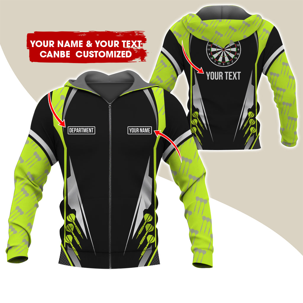Customized Name, Text & Department Darts Premium Zip Hoodie, Personalized Darts Zip Hoodie For Men & Women - Gift For Darts Lovers, Darts Players