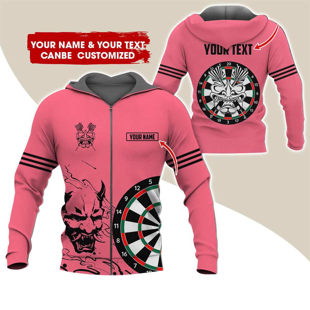 Customized Name & Text Dragon Darts Premium Zip Hoodie, Custom Name & Text Darts Zip Hoodie For Men & Women - Gift For Darts Lovers, Darts Players
