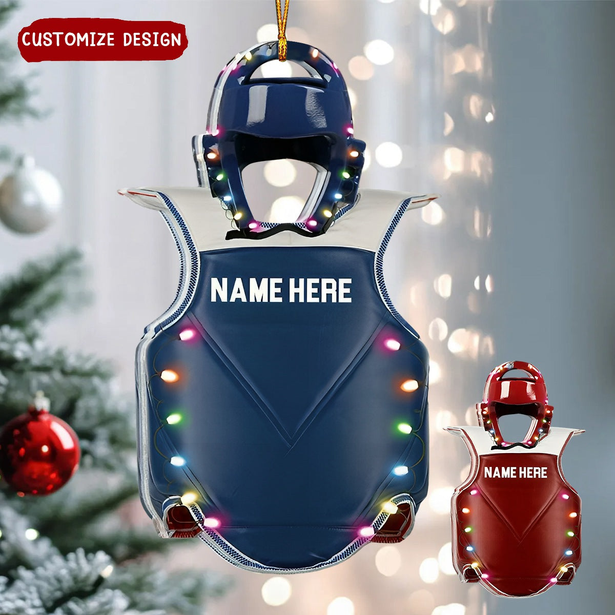 Personalized Taekwondo Sparring Gear Flat Acrylic Ornament, Meaningful Ornament Gift For Son, Daughter, Taekwondo Lovers