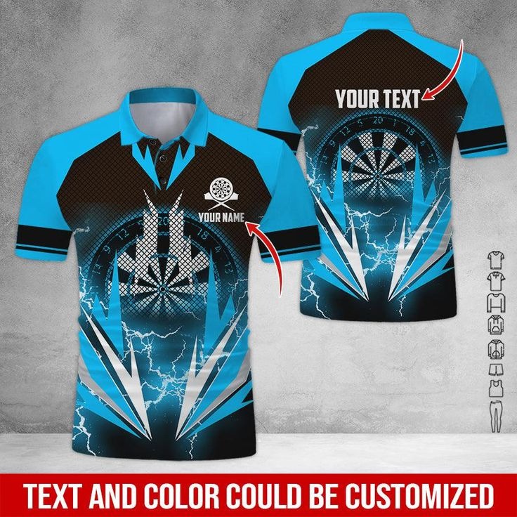 Customized Name & Text Darts Polo Shirt, Darts Lighting Personalized Darts Polo Shirt For Men - Perfect Gift For Darts Lovers, Darts Players