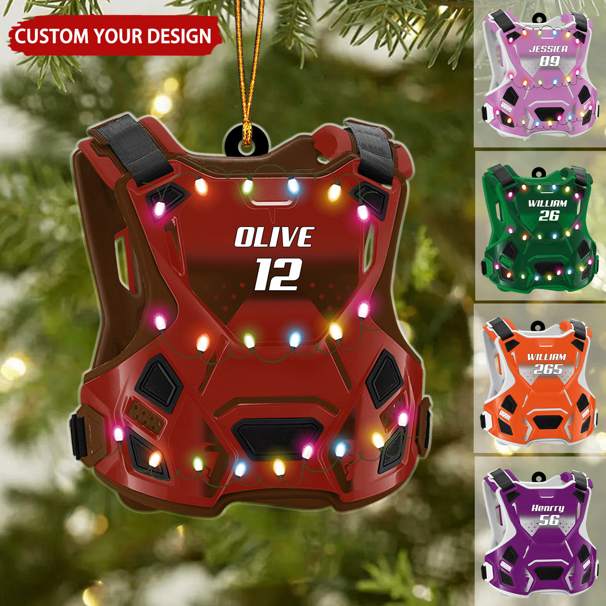 Personalized Guardian Vest Chest Protector Motocross Rider Flat Acrylic Ornament, Ornament Gift For Son, Daughter, Grandson