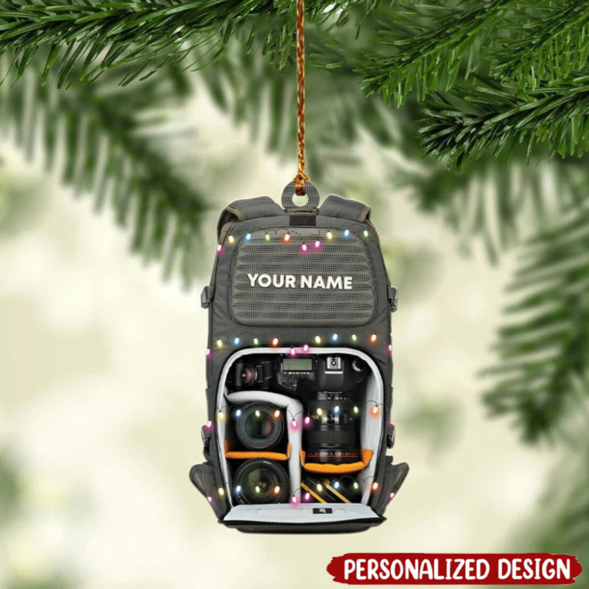 Personalized Camera Bag Flat Acrylic Ornament, Ornament Gift For Son, Daughter, Family, Friends, Photography Lovers