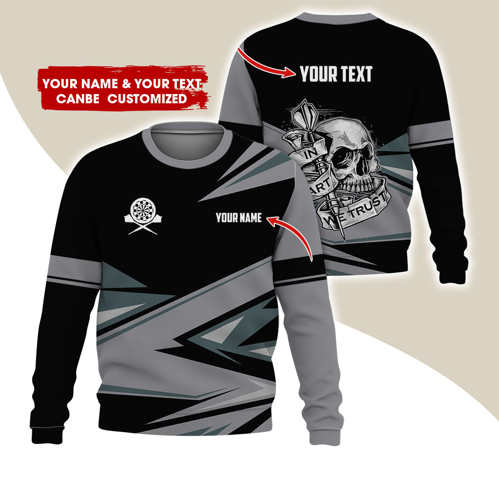 Customized Name & Text Darts Sweatshirt, Personalized Skull Darts Sweatshirt For Men & Women - Gift For Darts Lovers, Darts Players