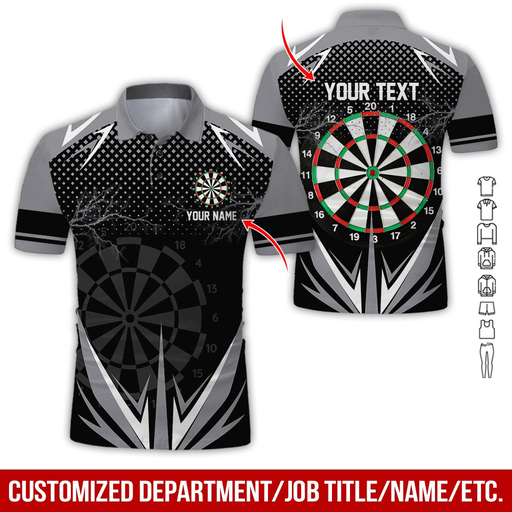Customized Name & Text Darts Polo Shirt, Personalized Name Thunder Darts Polo Shirt For Men - Perfect Gift For Darts Lovers, Darts Players