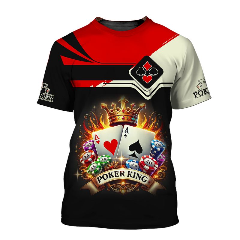 Customized Poker Shirt, Poker King Casino Black And Red Shirts, Perfect Outfit For Poker Players