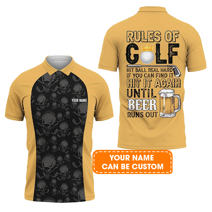 Golf Men Polo Shirt Custom Name - Rules of Golf Personalized Polo Shirt For Men - Gift For Golfers, Friend, Family
