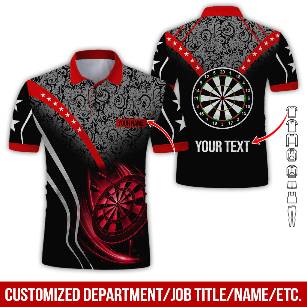 Customized Name & Text Darts Polo Shirt, Personalized Name Dartboard Polo Shirt For Men - Perfect Gift For Darts Lovers, Darts Players