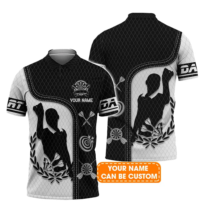 Darts Custom Name Men Polo Shirt, Black And White I Play Darts Personalized Men Polo Shirt Gift For Darts Lovers, Friend, Team