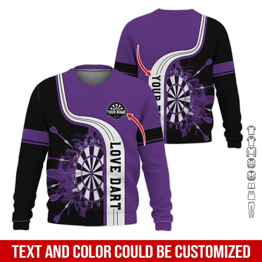 Customized Name & Text Darts Sweatshirt, Personalized Name Love Dart Sweatshirt For Men & Women - Gift For Darts Lovers, Darts Players