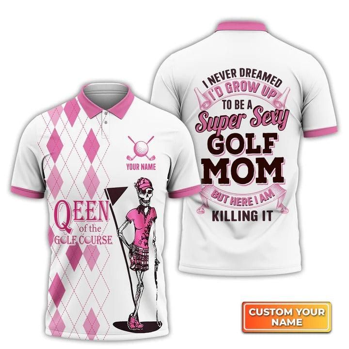 Customized Golf Polo Shirt, Skull Girl, Super Sexy Golf Mom, Personalized Name Polo Shirt For Ladies - Perfect Gift For Golf Lovers, Golfers