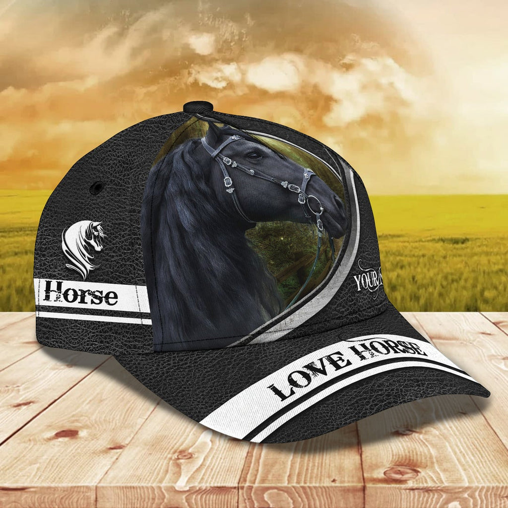 Customized Black Horse Caps, Love Horse White And Black Animals Farm Hats, Best Hat For Men Women Farmer
