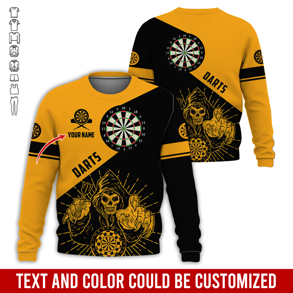 Customized Name Darts Sweatshirt, Personalized Name Death Plays Darts Sweatshirt For Men & Women - Gift For Darts Lovers, Darts Players